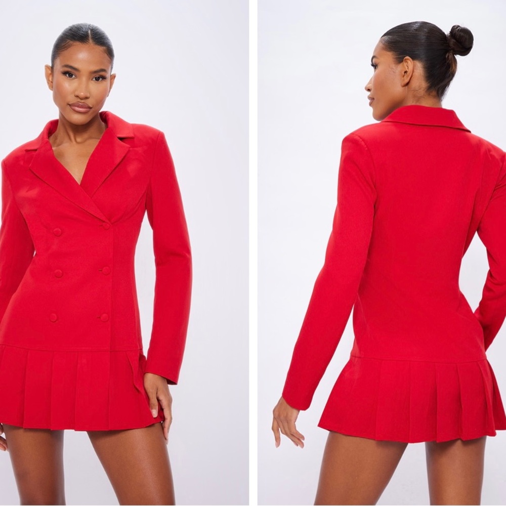 PERFECT VALENTINES DAY DOUBLE BREASTED RUFFLE BLAZER DRESS!